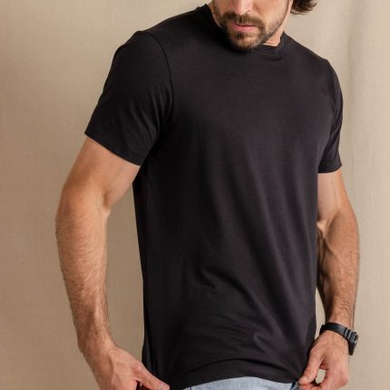 Black men's cotton T-shirt