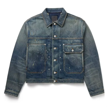 Distressed Washed Selvedge Denim Jacket 100% Cotton Knitted Fabric Raw Denim Jacket Single Breasted Men's Denim Jackets